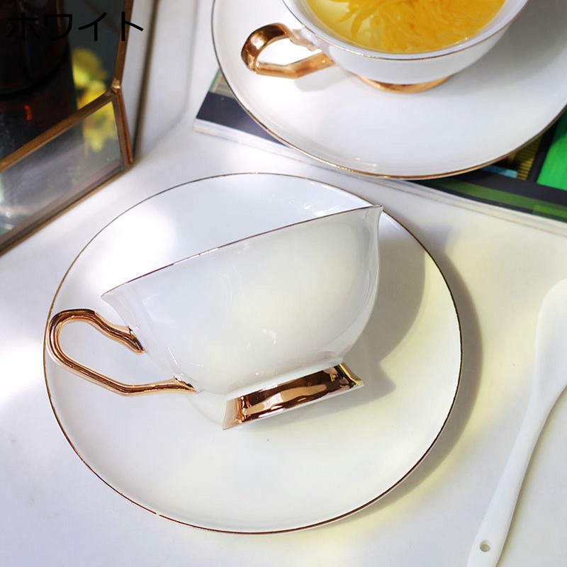 ティー カップ & ソーサー セット カップ マグカップ 金箔押し カフェーカップ ケーキ皿 オフィスティーカップ 耐熱カップ 陶器 簡約 北欧風 ドリンクカップ プレゼント ミルク カフェ 新築祝い