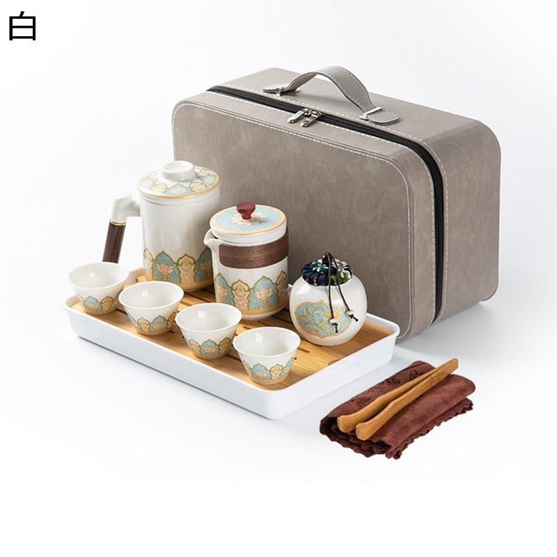 番茶器セット 旅行茶具 携帯用セット 急須 ポータブル 茶器揃 茶器 茶皿 茶道具 陶磁 持ち運び便利 箱入り 軽量 シンプル 和風急須 キャンプ用 緑茶 工芸茶 日本茶 日常使い トラベル 自宅用 アウトドア用