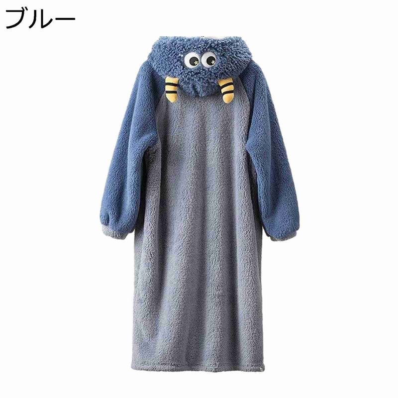 ガウン フリース ネグリジェ フード付き 男女兼用 ペア もこもこ ルームウェアセット 秋冬 可愛い フランネル ローブ ロングワンピース ふわふわ 保温 暖か 寝巻き 部屋着 両面起毛 冷え取り