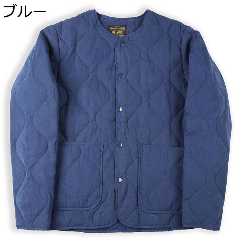 キルティング 落ち込む上衣 メンズ 中綿厚地の外套 長袖 ヴィンテージ 防寒上衣 S～2XL 襟なし 防寒御召しもの アウター 冬服 厚地の外套 防寒着 隙間 秋冬 ふわふわ あったか 防風