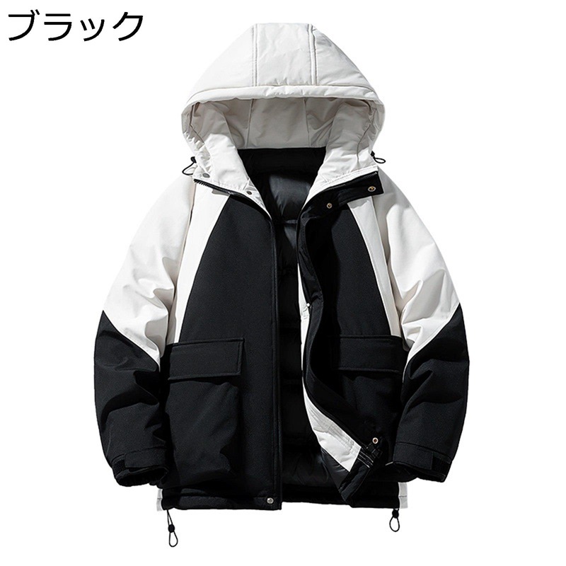 冬物 メンズ 中綿上衣 落ち込む綿織物 綿服 バイ色つや ゆったり 今めかしい 朦々たる 防寒着 ボンネット付き添い人 防風 保温 上衣 馬鹿でかい大きさ かっこいい 綿入り口・入口 上衣 心地好い 通い 通学 山登り