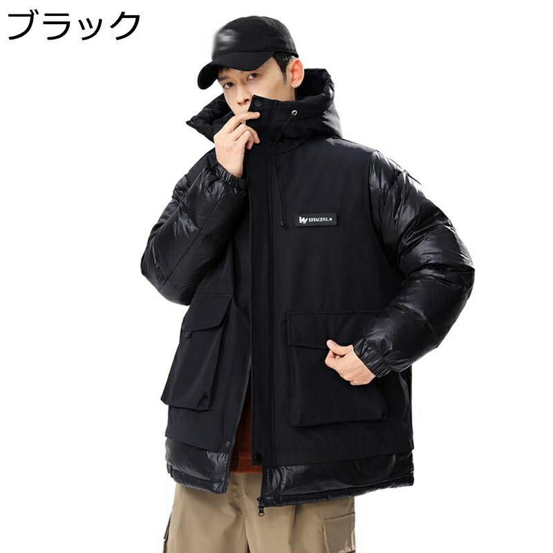 落ちこむ上衣 メンズ 上衣 冬 鳥毛 90落ちこむ カーゴジャケット 朦々たる ボンネット付き添い人 防風 防寒着 アウター 落ちこむ厚地の外套 日常 アウトドア 心地よい 通い 通学 山登り 気が大きい大きさ