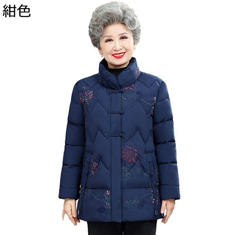 成人女性服 中綿上衣 刺しゅう 花柄 レディース タートルネック 遊撃手 お年より 長袖 冬服 中綿入 生あたたかい アウタージャケット 中高年 御っ母さん アウター 綿服 成人女性用 思わしい 今めかしい ゆるめ
