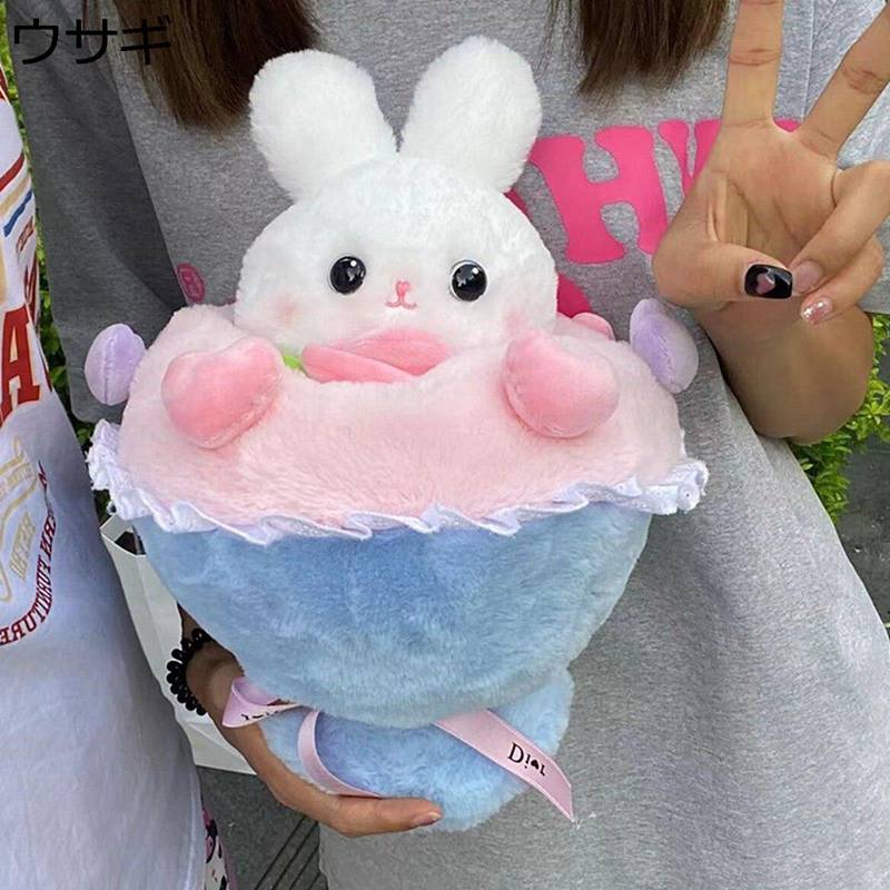 ウサギ花束ぬいぐるみ 抱き枕 兎 添い寝枕 昼寝まくら アニマル ビッグサイズ おもちゃ ゴロ寝 伏せる おしゃれ 柔らかい 多機能 癒し系 洗える 子供 彼女彼氏へ バースデー イベント 撮影 小道具