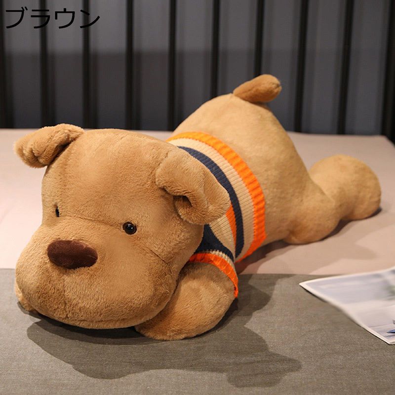 いぬ縫いぐるみ 犬縫い包み 120cm クッション ロング 体長い うつ伏せ姿 ワンチャン そば枕 抱きまくら 抱き枕 動物 誕生日 ギフト 可愛い おもちゃ 癒しグッズ インテリア 安眠 寝返りサポート ネムネム