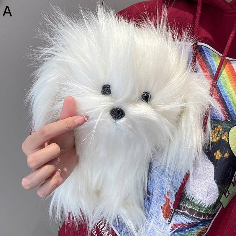 犬縫い包み 縫いぐるみ 白犬 シャギー 小型 毛足長い 25cm ホワイト ふわふわ もふもふ かわいい 抱きまくら おもちゃ 高反発 清潔やすい インテリア 安眠 幼児 お見舞い 出産祝い プレゼント