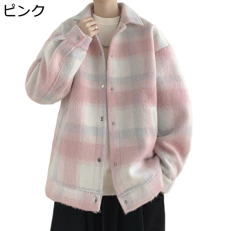 スーツジャケット 秋冬 チェックコート アウター ステンカラー 大きめ ショート丈 ハンサム 大きいサイズ ゆったり 厚手 長袖 ポケット 着心地いい コート カジュアル おしゃれ 春 秋 冬 通勤通学 7,203円