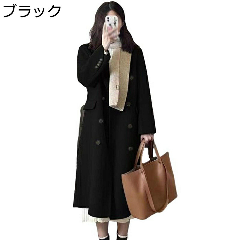 ロングコート チェスターコート レディース ロングジャケット ラシャコート ダブルブレスト アウター カジュアル トレンド ファッション 韓国風 日系 保温防寒 ルーズ 厚手 春 秋 冬