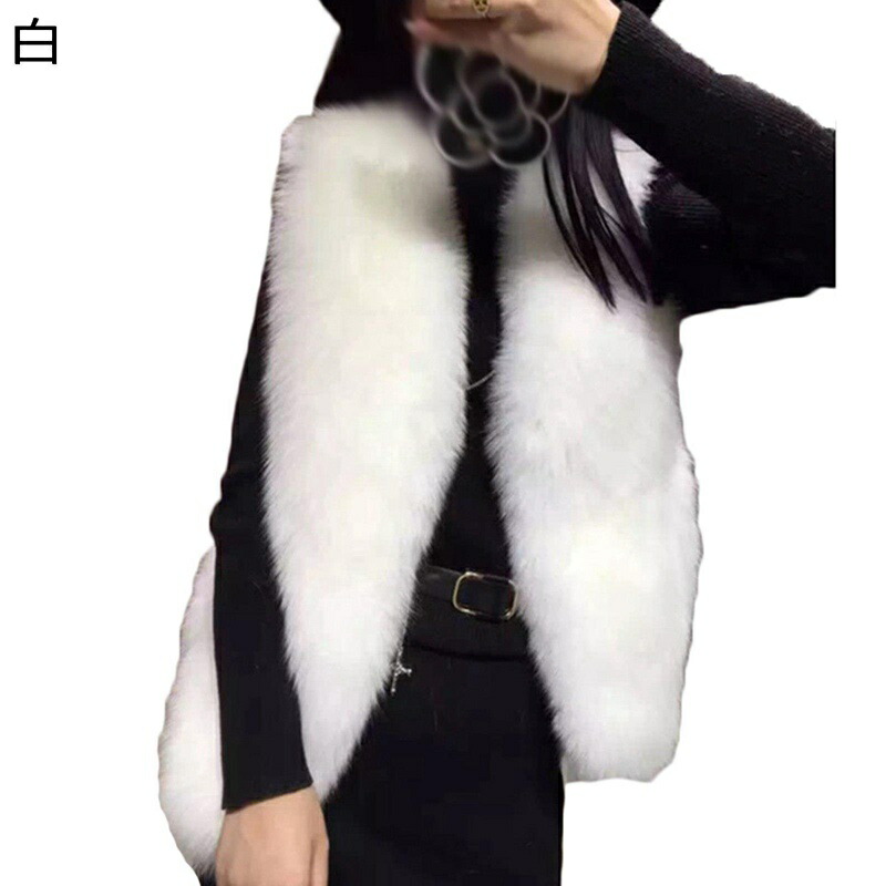 レディース 毛皮ベスト ファー ショート 大きいサイズ 秋冬 フェイクフォックスファー 模造キツネ 毛皮ジャケット 袖なし チョッキ カジュアル 体型カバー 防寒 あったか モコモコ