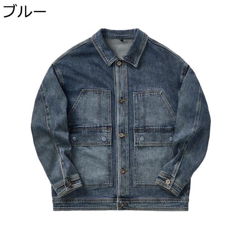 ジージャン メンズ デニムジャケット Gジャン シンプル カジュアル ウォッシュ加工 ヴィンテージ加工 厚手 開襟 耐摩耗性 無地 ストリート アウター 春秋冬 スポーツ アウトドア 日常 通勤