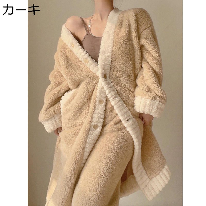 ナイト爵化粧着 上下仕掛ける パジャマ ロング レディース バスローブ 北欧風 綿ネル 化粧着 無地 もこもこ 秋冬 春着 お部屋お召しもの お部屋着 保温 朦々たる 寝巻き 助けになる服 お一揃い パステル色の ナイト爵お召しもの