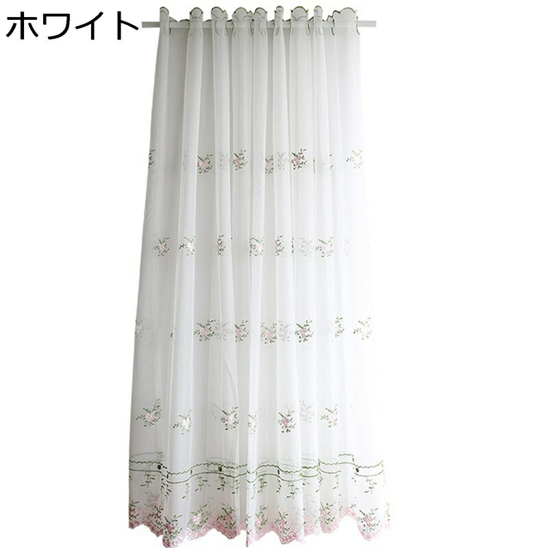 カフェカーテン 刺繍 花柄 ローズ柄 かわいい 小窓カーテン 遮光 目隠し カーテン レース マンション 窓口 60cm丈140cm丈 防炎加工 洗濯可 間仕切り 断熱 ドア キッチン プリンセス 田園風 洋式 優雅 ホワイト
