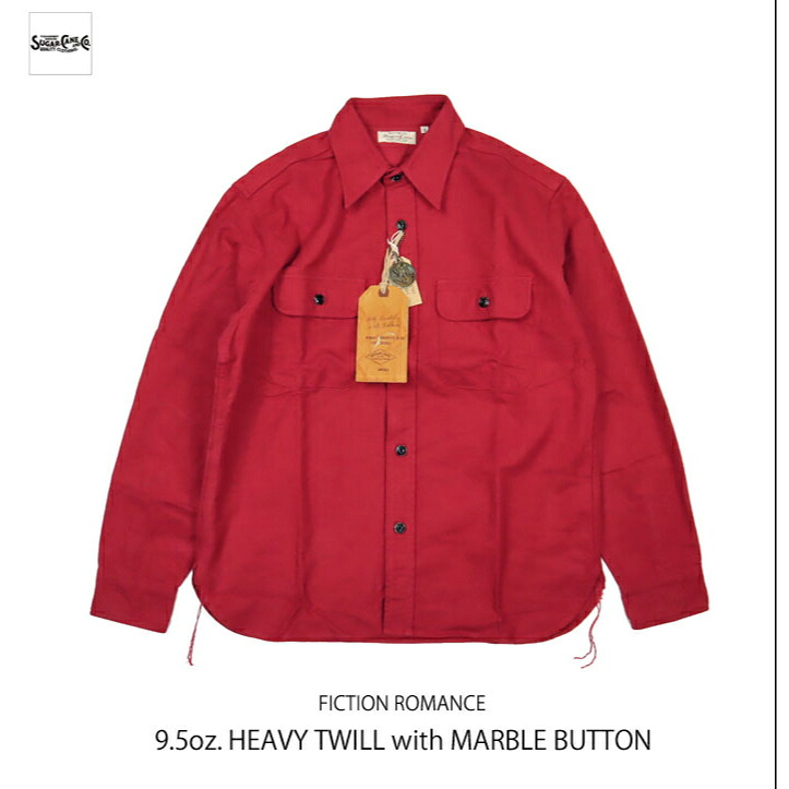 SUGAR CANE FICTION ROMANCE シュガーケーン 9.5oz. HEAVY TWILL SHIRT with MARBLE BUTTON SC28753 ￥19,580｜Natty store