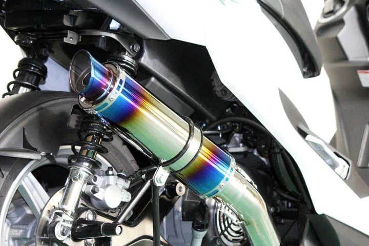 【国内メーカー HMS 製】 ヤマハ シグナスX SR 4型/5型 (EBJ-SEA5J 2BJ-SED8J) 2015年~2020年モデル対応 M-DX ステンレス マフラー ブルー パーツ カスタム CYGNUS-X シグナス SEA5J SED8J
