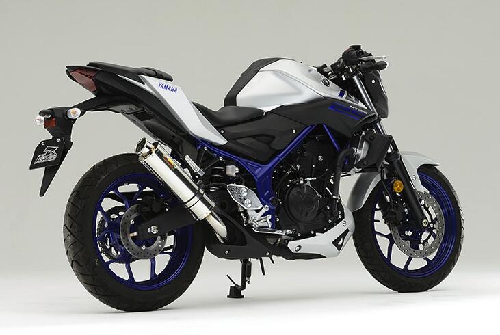 【国内メーカー Realize】 ヤマハ MT-25 MT-03 ( JBK-RG10J/ RH07J) Realize 製 アリア スリップオン マフラー ステンレス サイレンサー カールエンド (Type C) 2015年～2017年モデル対応 説明書付 YAMAHA MT25 MT03 RG10J RG07J リアライズ 日本製 国産 Made in Japan