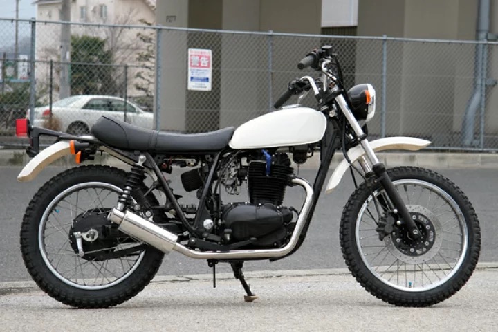 【国内メーカー HMS 製】 カワサキ 250TR (BA-BJ250F) 2002年～2006年モデル対応 キャブレター モデル 100φ 砲弾 Type3 ステンレス マフラー エキパイ　3曲げ キャブ BJ250F カスタム パーツ バイク