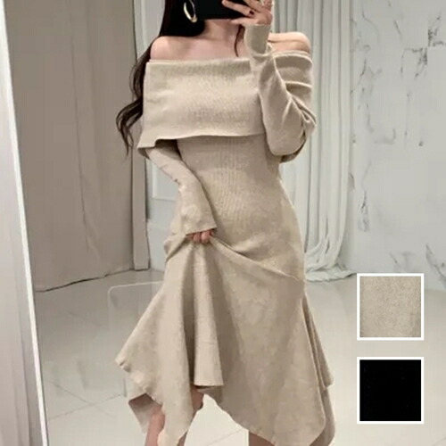 レビューでプレゼント 韓国 ファッション レディース 韓国 ワンピース カジュアル ミディアム ひざ丈ワンピ 秋 冬 カジュアル お取り寄せ Ptxl1 オルチャン ファッション コーデ シンプル 定番 セレカジ 代 30代 40代 21 オフショルダー イレギュラーヘム マーメ