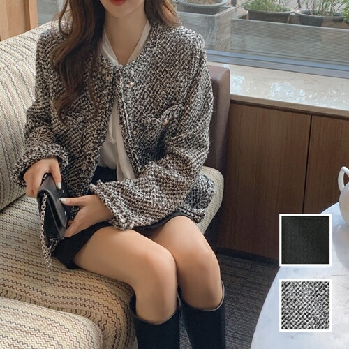 贅沢屋の レビューでプレゼント 韓国 ファッション レディース アウター ジャケット 韓国 秋 冬 カジュアル お取り寄せ Ptxm226 オルチャン ファッション コーデ シンプル 定番 セレカジ 代 30代 40代 22 ノーカラー クルーネック フリンジ エレガント 人気定番