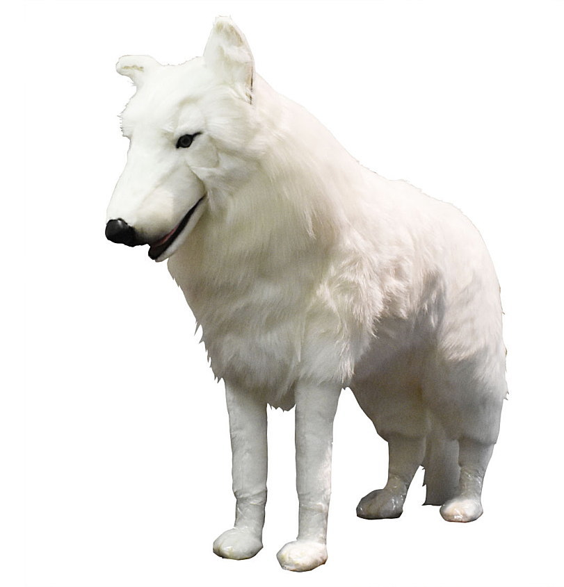 ハンサ【HANSA】リアルアニマル ぬいぐるみ ホッキョクオオカミ108糎 特大 真っ白い 立ち姿