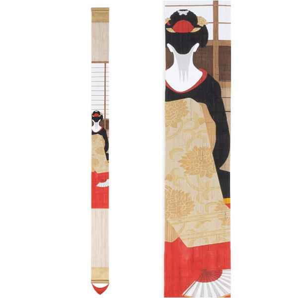 京都　【洛柿庵】タペストリー　えんむすび「碧 ao」 手染め麻細タペ えんむすび「碧 ao」 [京都洛柿庵オンライン