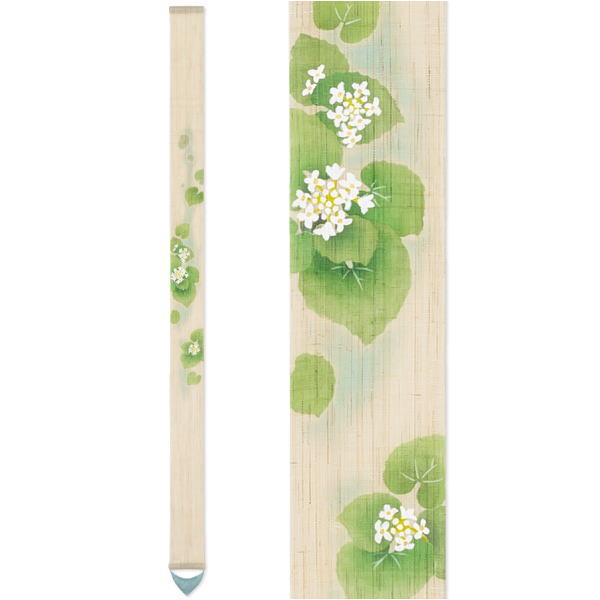 【京都洛柿庵】 細タペストリー 春の飾り 手描き 細タペ 山葵 おうち時間 spring ツバキ ピンク オシャレ上級 細い 長い わさび｜ナチュラルウェルネス
