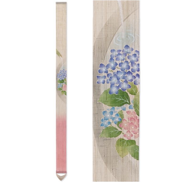 洛柿庵　タペストリー★てまり紫陽花★ 手染め麻タペストリー「てまり紫陽花」 [京都洛柿庵オンライン