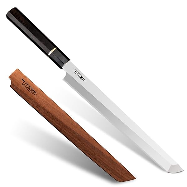 新品未使用　包丁　先丸型蛸引　反りあり　切味抜群　箱付 楽天市場】堺 霞仕上げ 先丸蛸引 白紙二号 刺身包丁 300mm : ミフネ