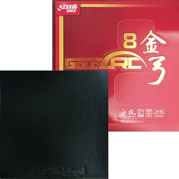 ［本物］ 紅双喜DHS ピンポン天然ゴム 金弓8 [GOLD ARC] ＦＲＧ製 [TENSOR・BIOS・H-EPO] MADE IN GERMANY 王励勤運動選手や馬龍運動選手が補佐人となり開拓された回転運動系ハイテンションラバー 47.5度/50度 中