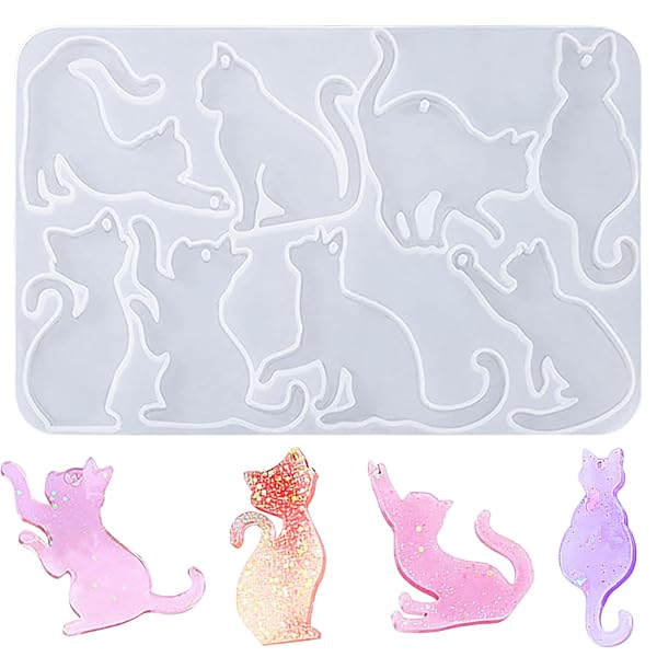 シリコンモールド猫 レジンモールド レジン型 イヤリング キーホルダー ペンダントなどの製作が可能だ 猫形 猫物語 ネコ派 DIY手作り 装飾 贈り物 再利用可能画像