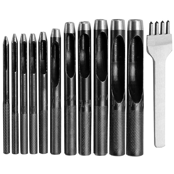 ポンチセット 穴あけポンチ パンチ 穴あけポンチ 11本 1mm、1.5mm、2mm、3mm、4mm、5mm、6mm、7mm、8mm、9mm、10mm画像
