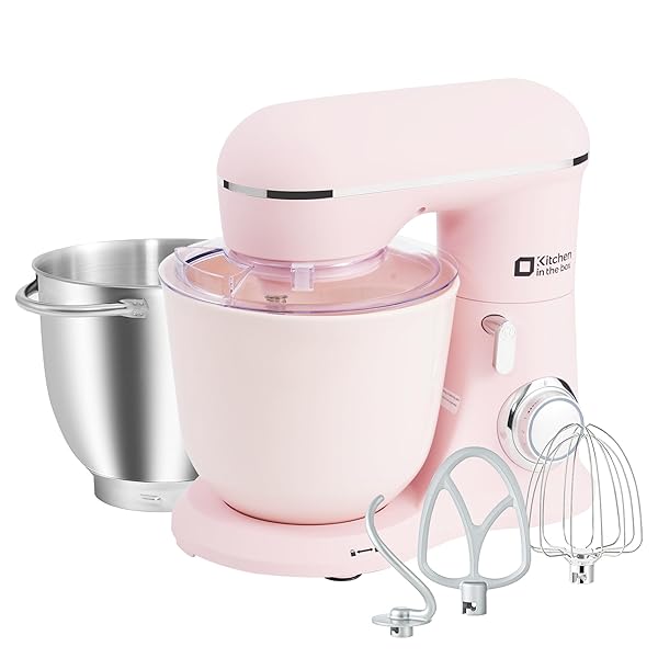 照明ランプミキサー 4.5L+5Lダブルどんぶり鉢 大電気容量 卓上ミキサー 10座標軸す早さ合わせる 3類概念差し押さえ付き添い人 身寄り用 御役目用 こねる/混ぜる/泡立てる サクラ色