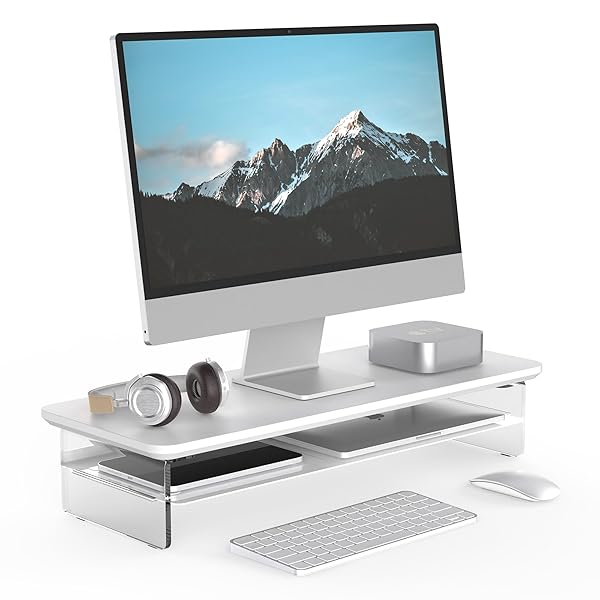 モニター台 モニタースタンド 卓上 机上台 パソコン台 PC台 机上ラック 60cm横幅 2段 木製天板 ｜ナチュアークSHOP　店