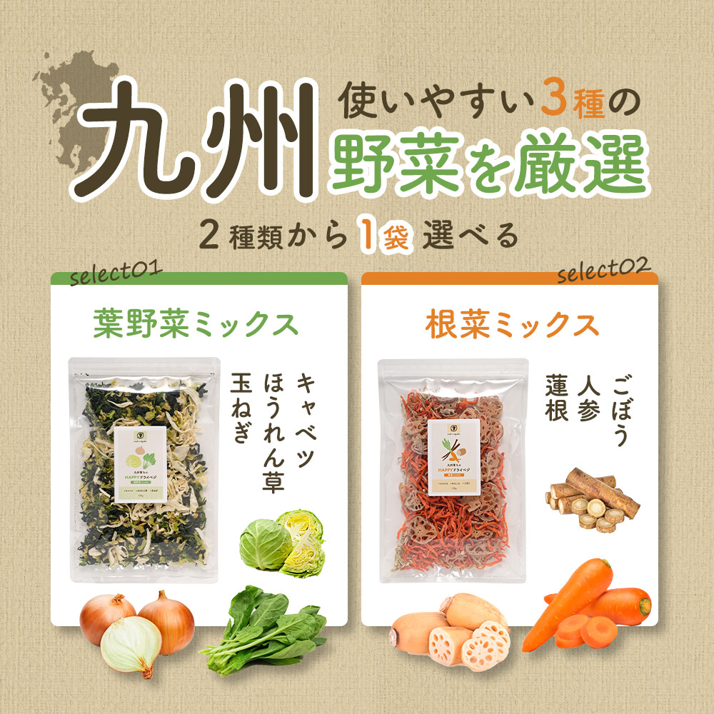 ポイント5倍 乾燥野菜 栄養 国産 残留農薬検査済み 九州産 ほうれん草 乾燥野菜ミックス 葉野菜 キャベツ 葉野菜100g 簡単 根菜1g 根菜