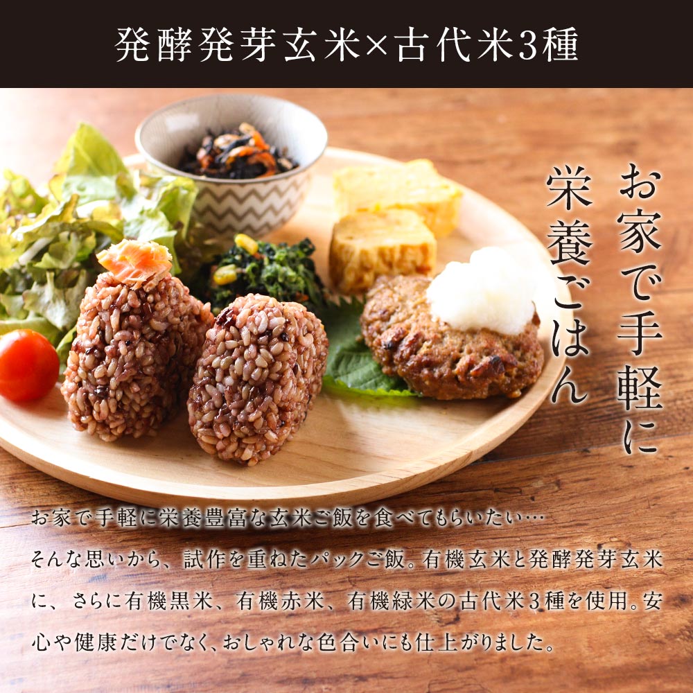 発酵発芽玄米(160g×5食パック)パックご飯玄米発芽玄米黒米赤米緑米乳酸菌あきたこまちブレンド米美容健康アントシアニンポリフェノールタンニンクロロフィル古代米国産便利レンジカフェ飯レトルト有機JASGABA送料無料4510TSG