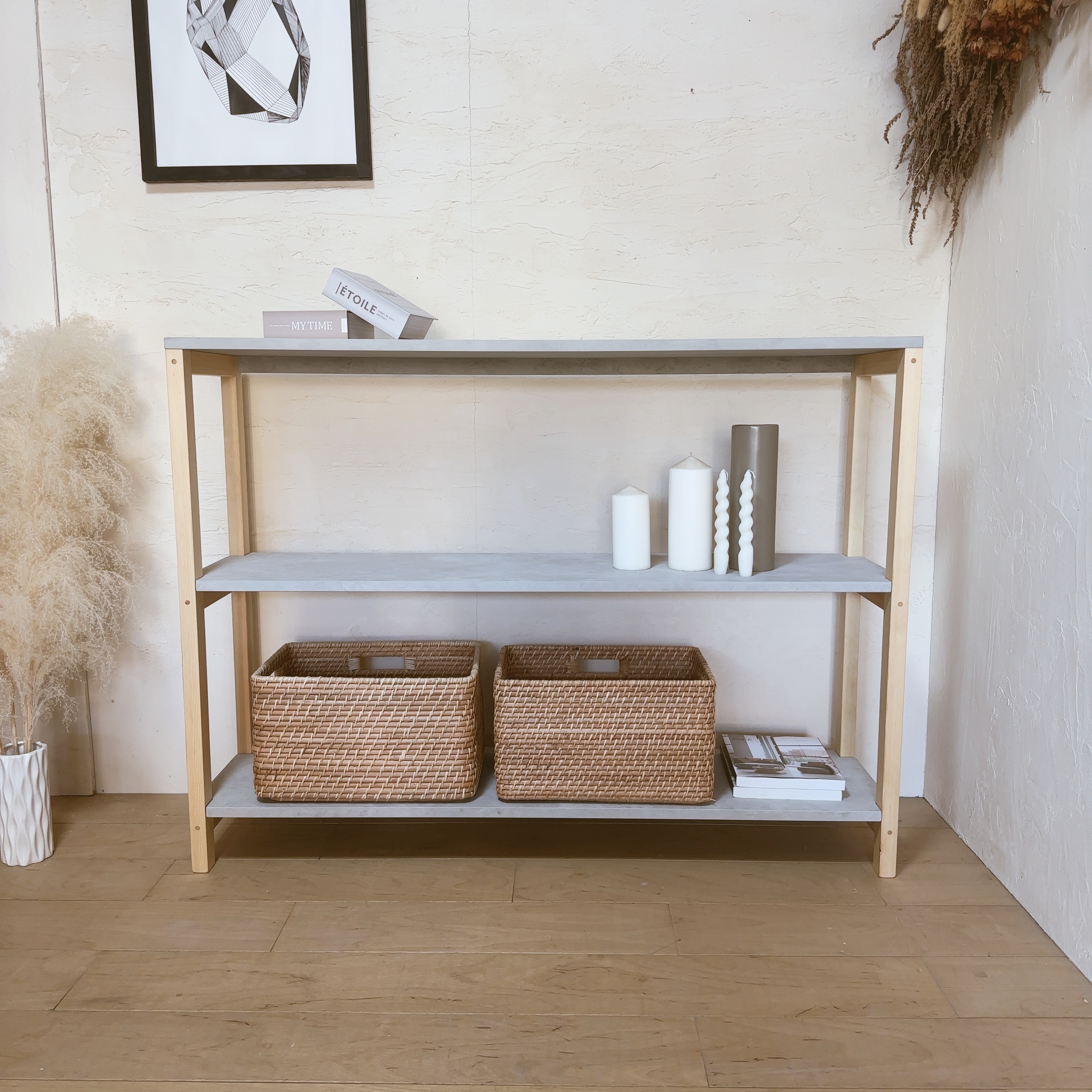 楽天市場】幅85 コンクリート調 シェルフ 2段 おしゃれ 商品棚