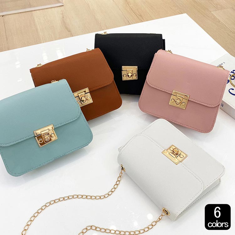 6color スクエアバッグ バック スモールバッグ ミニバッグ ボディーバッグ メタルチェーン 鞄 かばん バッグ Bag ミニショルダー