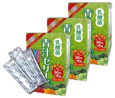 青汁ジェリーα 540g (15ｇ×36包) 3箱書き割り 乳酸菌 プラセンタ コラーゲン 白砂糖不当て嵌める