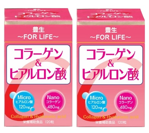 豊生 コラーゲン＆ヒアルロン酸 120粒×3箱 Amazon | 豊生 コラーゲン&ヒアルロン酸 120粒×4個セット | 豊生