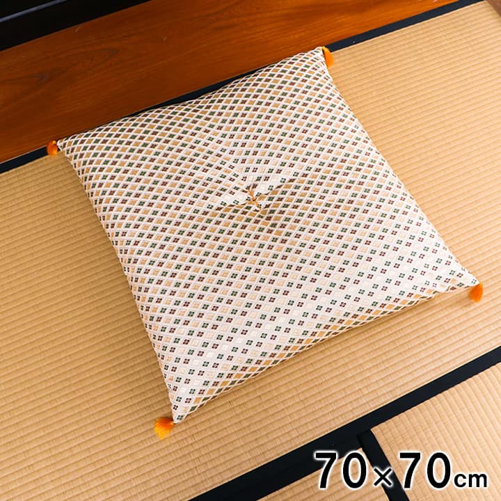 座布団 約70&times;70cm 正方形 大きめ 大きい 御前座布団 金襴生地 高級感 優美 花菱 慶弔 仏前 お彼岸 お盆 法要 法事 ざぶとん クッション 座り心地 日本製 国産｜ナチュラルスタイルナナ