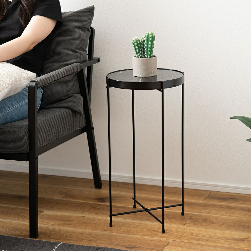 あずま工芸 ブラス サイドテーブル 高さ55.5cm ガラス天板 LLT-8514