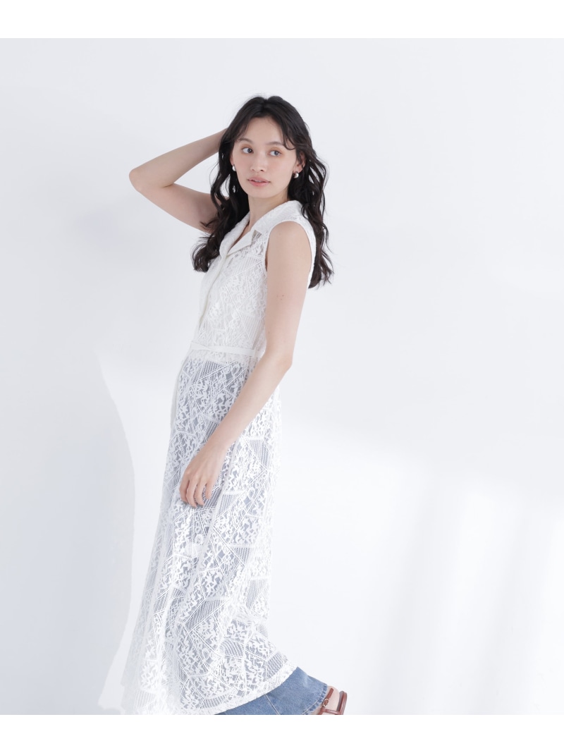 ノースリーブレースシャツワンピース NATURAL BEAUTY BASIC ナチュラルビューティベーシック ワンピース・ドレス ワンピース ホワイト ブラック【送料無料】[ Fashion]｜NATURAL BEAUTY BASIC