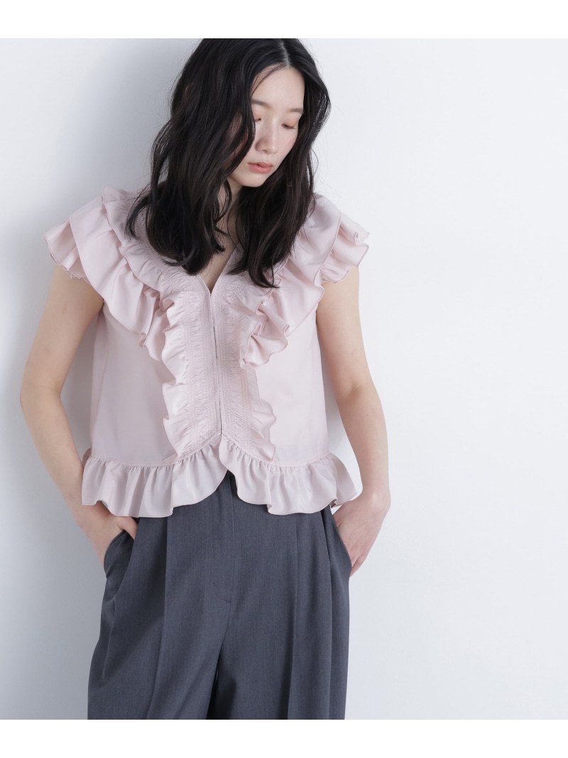 ＜N.＞ラッフルブラウス NATURAL BEAUTY BASIC ナチュラルビューティベーシック トップス シャツ・ブラウス ブラック ピンク グリーン【先行予約】*【送料無料】[ Fashion]