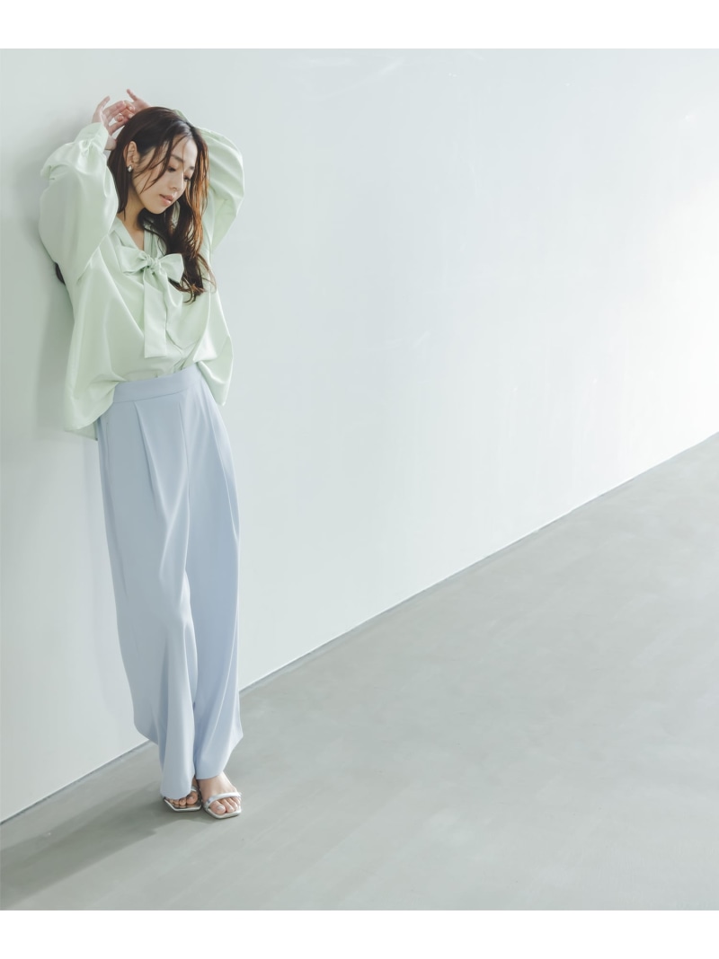 ナローリボンイージーワイドパンツ NATURAL BEAUTY BASIC ナチュラルビューティベーシック パンツ その他のパンツ ブルー ブラック【送料無料】[ Fashion]