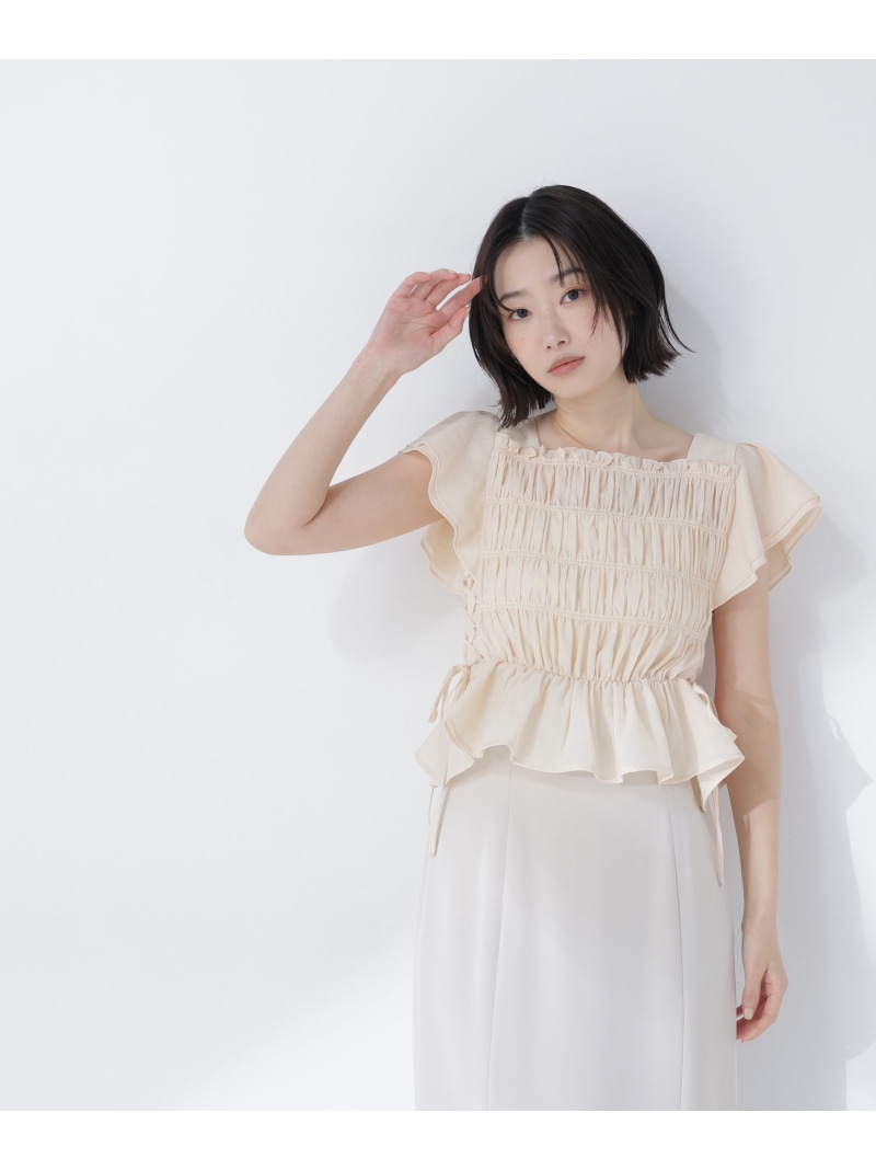 レースアップフリルブラウス NATURAL BEAUTY BASIC ナチュラルビューティベーシック トップス シャツ・ブラウス ベージュ ピンク ホワイト【送料無料】[ Fashion]｜NATURAL BEAUTY BASIC