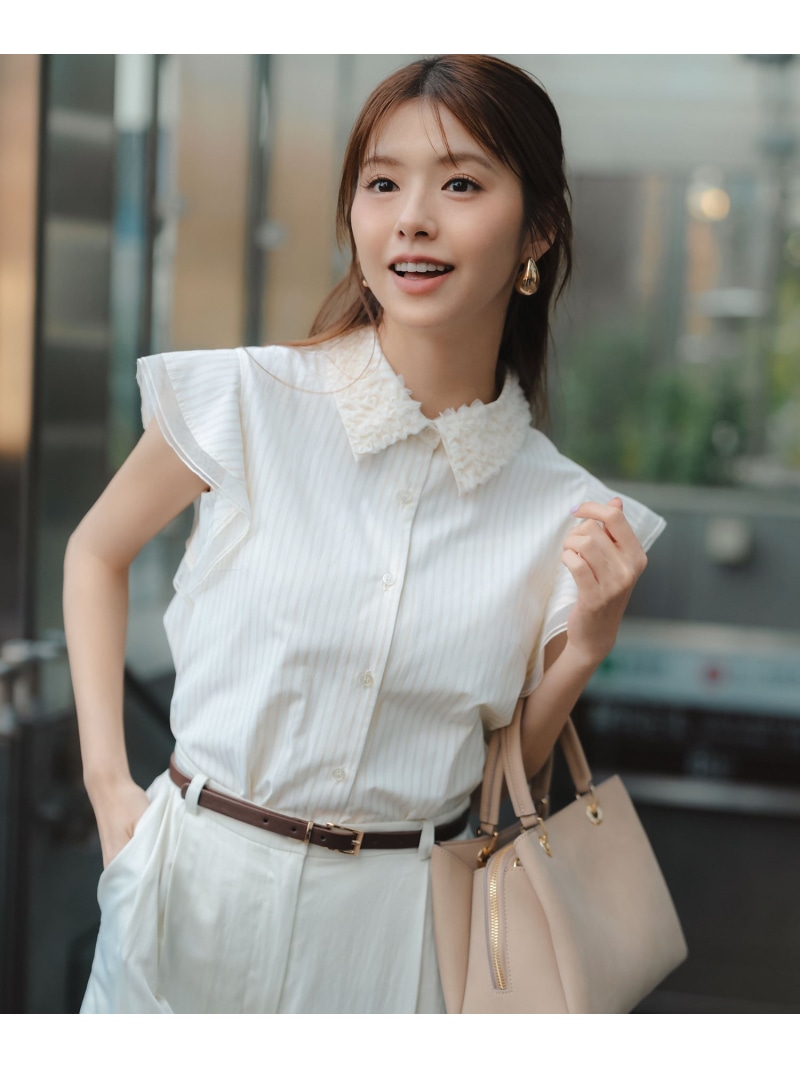 チュールカラーシャツ NATURAL BEAUTY ベーシック ナチュラルビューティベーシック トップス ティーシャツ・トップ 黄み 米国海軍【貨物輸送無料】[ Fashion] シャツ・ブラウス-レディースファッション