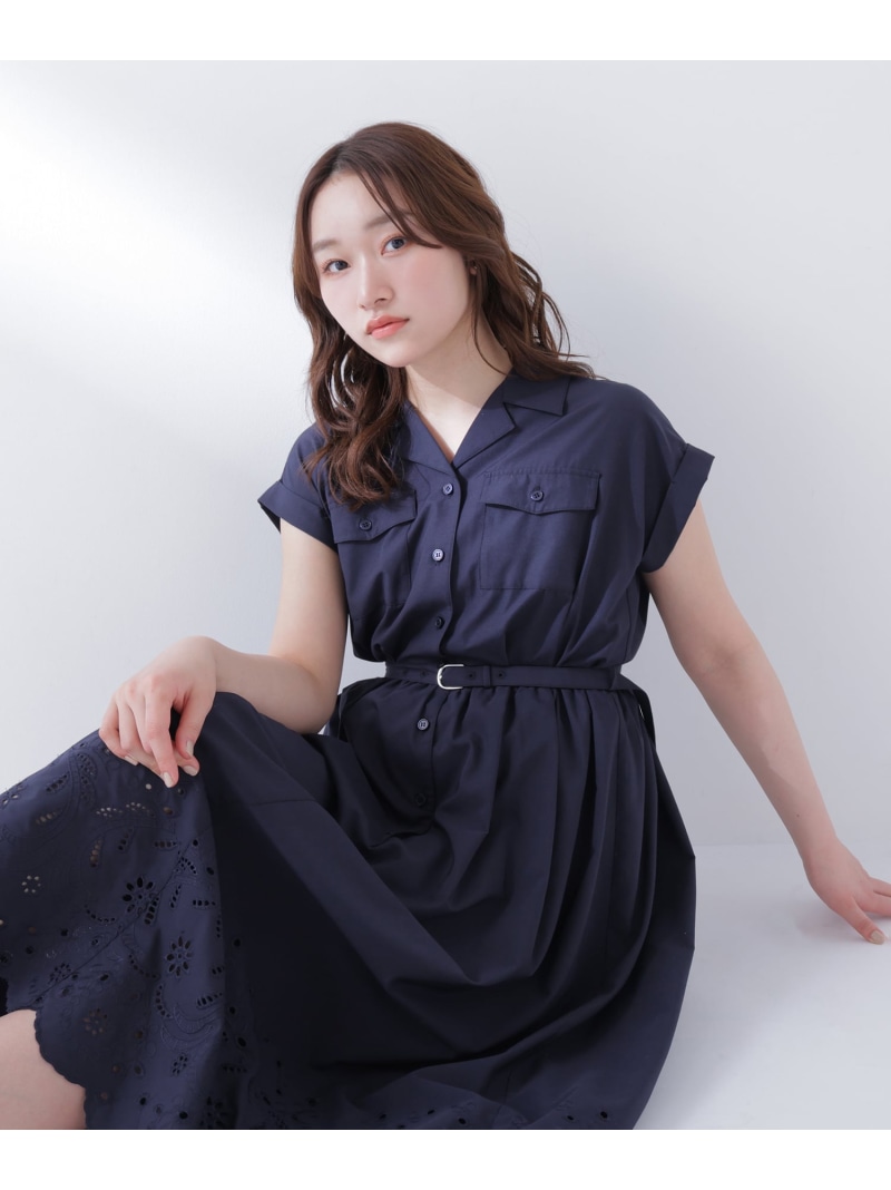 スカラレースシャツワンピース NATURAL BEAUTY ベーシック ナチュラルビューティベーシック 衣裳・御召しもの 衣裳 米国海軍 白いこと 青碧【貨物輸送無料】[ Fashion]