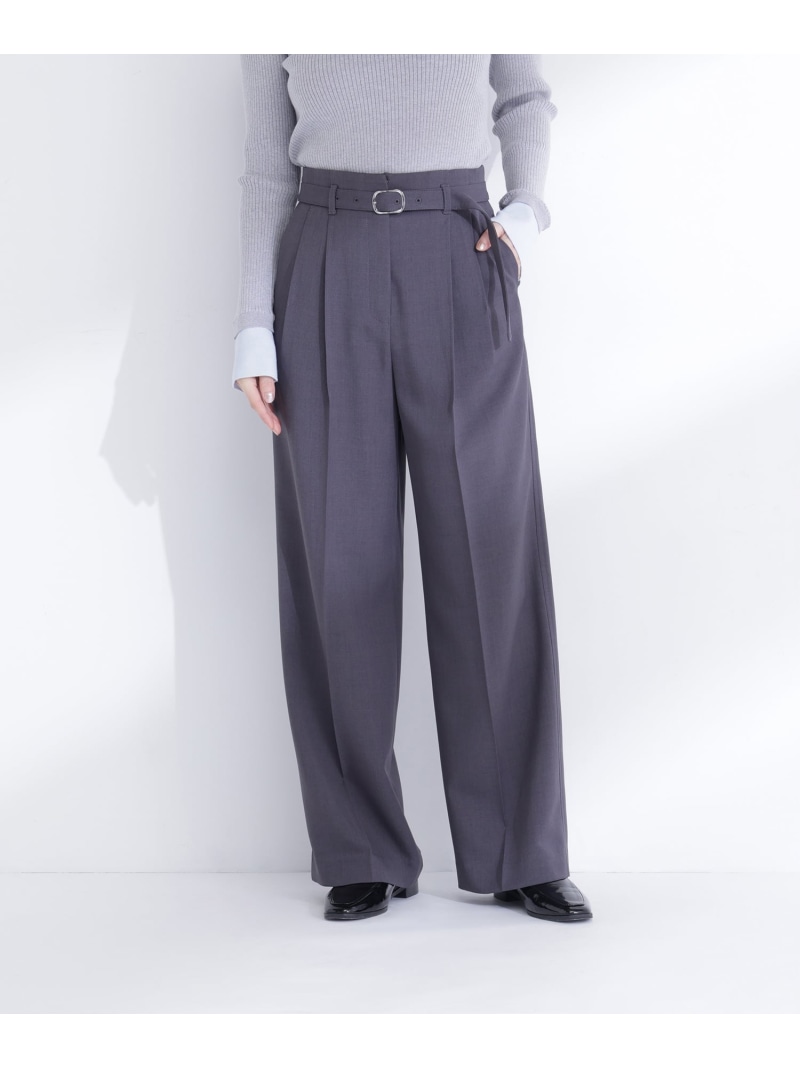 タックステッチベルテッドパンツ NATURAL BEAUTY BASIC ナチュラルビューティベーシック パンツ その他のパンツ ホワイト グレー【送料無料】[ Fashion]