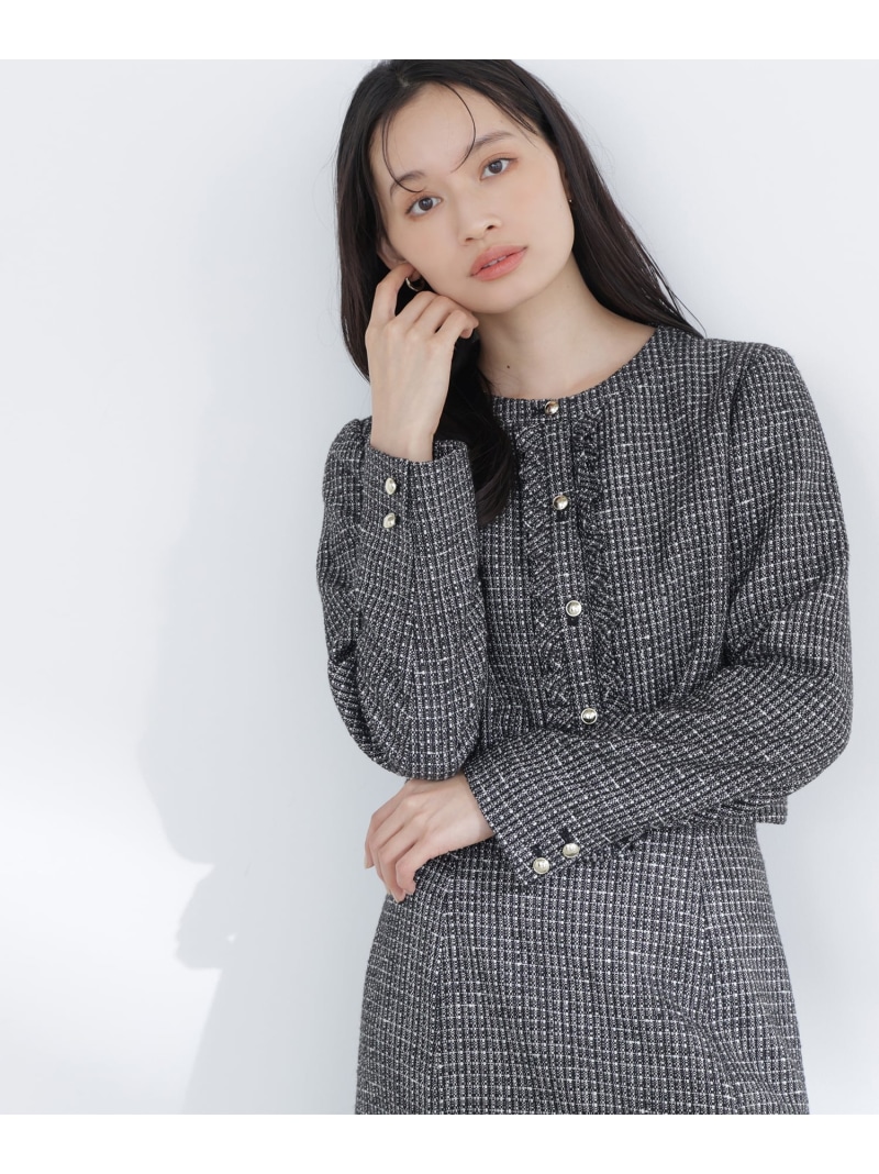 スプリングツイード SETUP ジャケット NATURAL BEAUTY BASIC ナチュラルビューティベーシック ジャケット・アウター ブルゾン・ジャンパー ベージュ ブラック【送料無料】[ Fashion]
