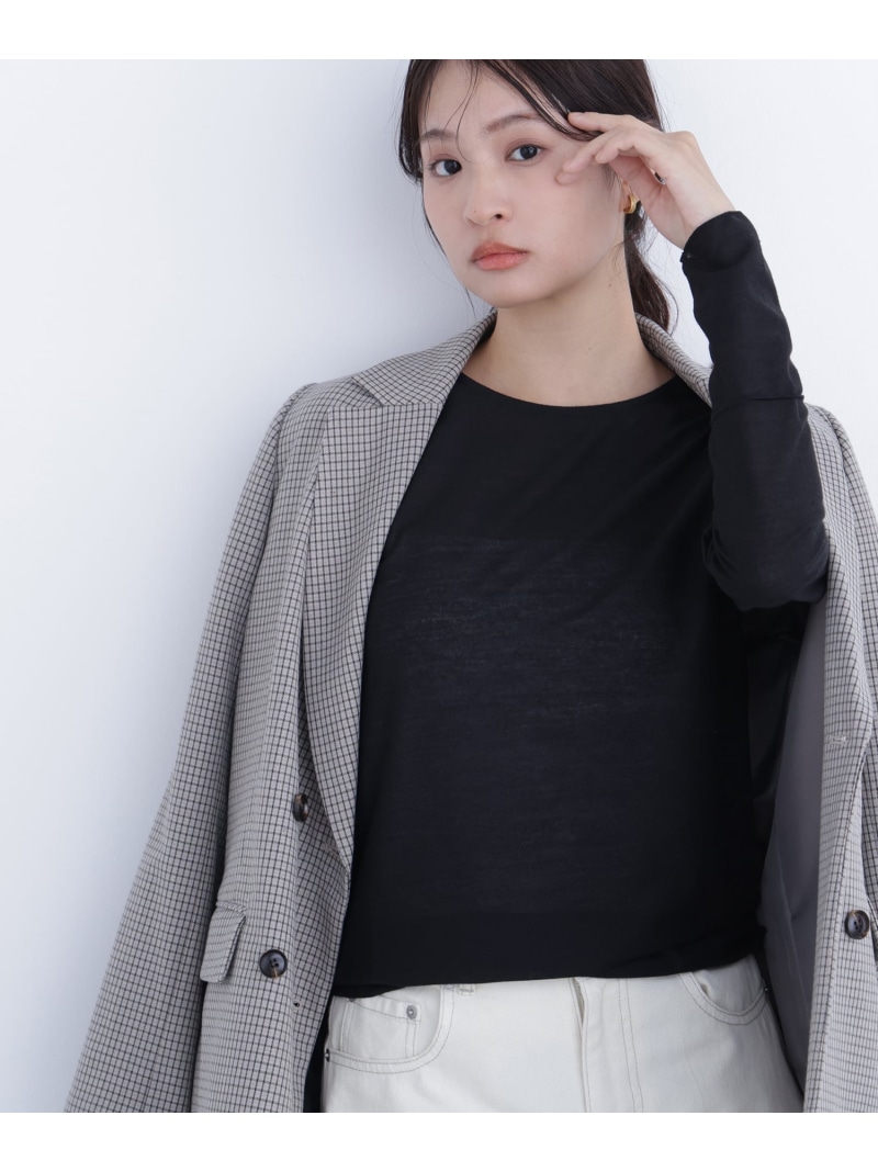 ＜N.＞シアーメロウカットソー NATURAL BEAUTY BASIC ナチュラルビューティベーシック トップス その他のトップス ブラック ホワイト ブルー【送料無料】[ Fashion]