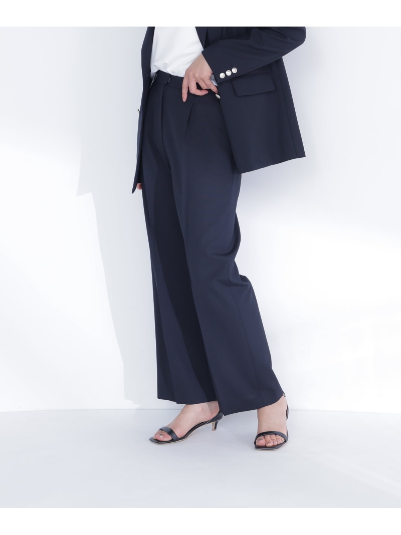 リネンライク SETUP タックワイドパンツ NATURAL BEAUTY BASIC ナチュラルビューティベーシック パンツ その他のパンツ ネイビー ベージュ【送料無料】[ Fashion] 8,022円